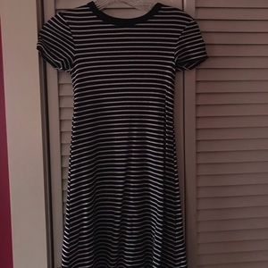 black and white striped t-shirt dress